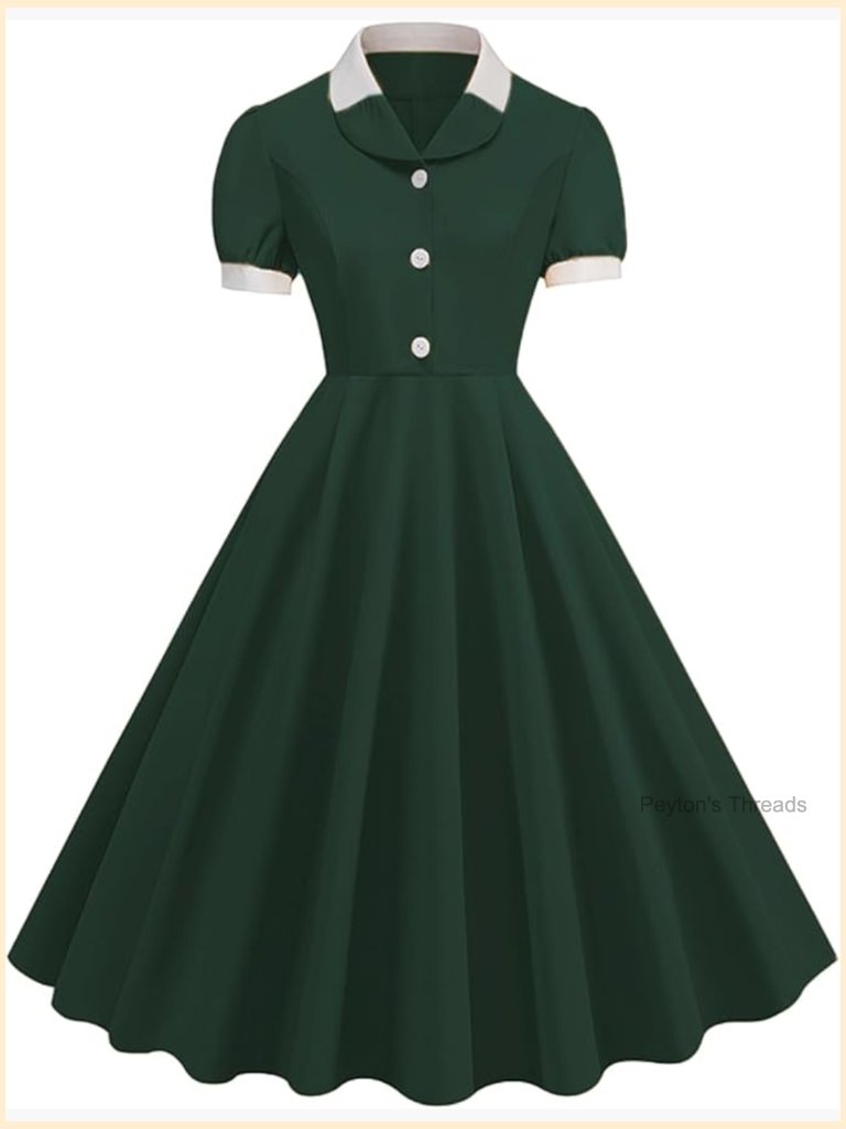 Vintage 1950s Swing Dress Puff Sleeve Cocktail Party Formal